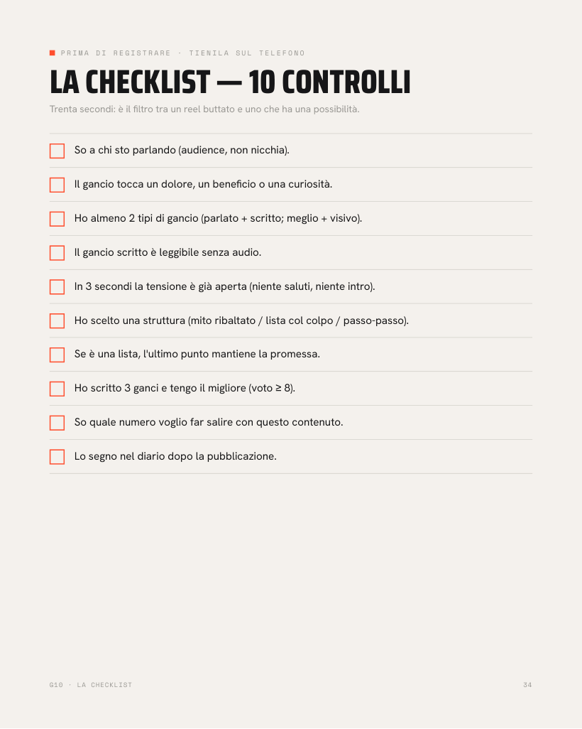 La checklist · 10 controlli